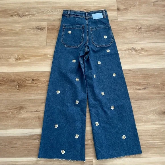 Desigual Daisey embroidered cropped culotte jeans sz 0
